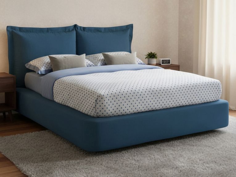 Letto 2 piazze con contenitore blu 180x220cm compatto - Adi
