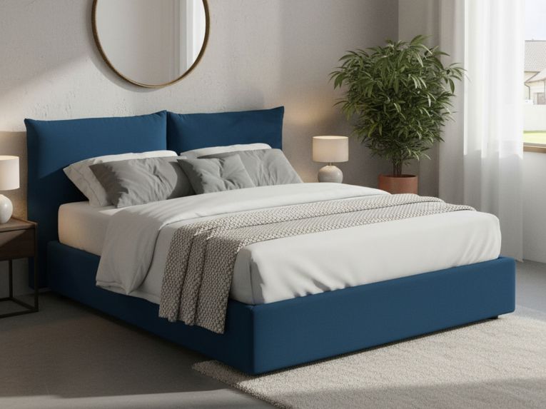 Letto 2 piazze con contenitore blu 190x215cm - Alizarin