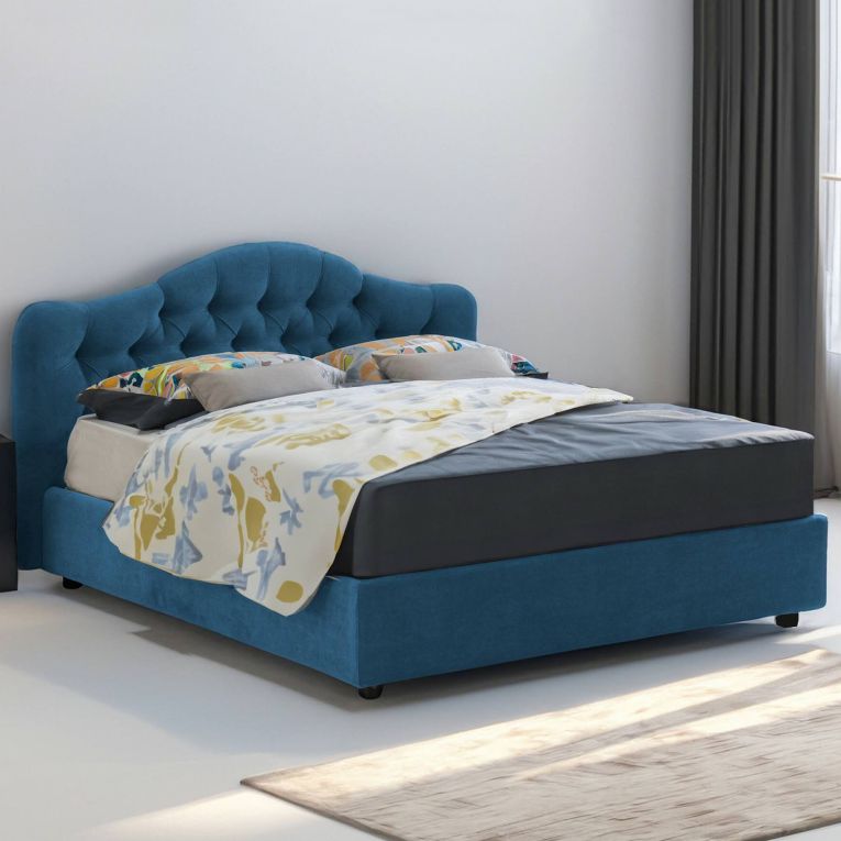Letto 2 piazze con contenitore blu 190x220cm - Alfer