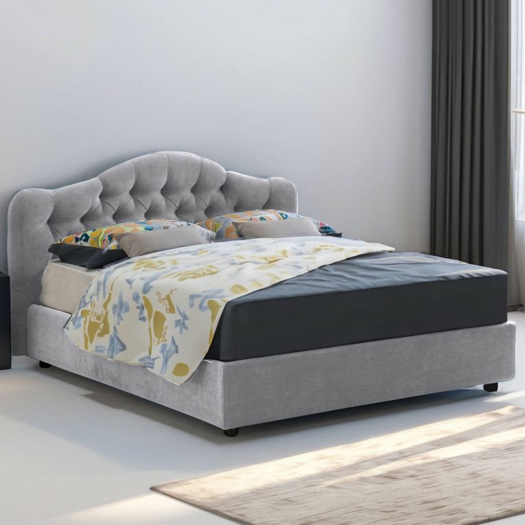 Letto 2 piazze con contenitore grigio 190x220cm - Alfer