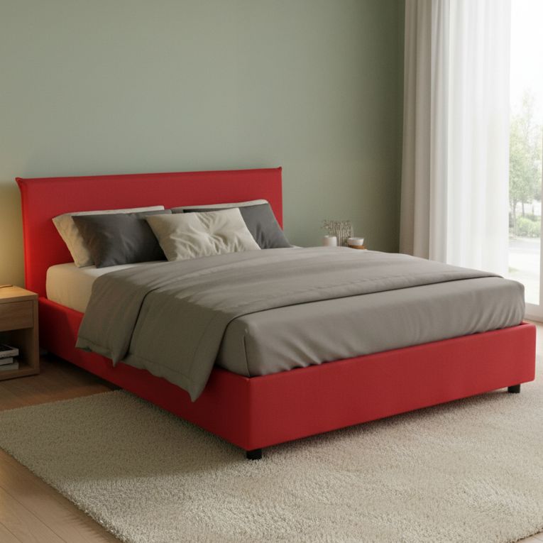 Letto 2 piazze con contenitore rosso 175x205cm - Ashlee