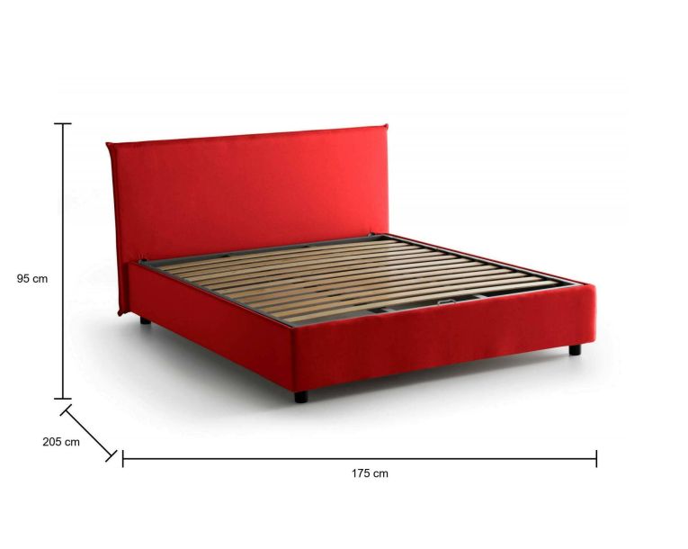 Letto 2 piazze con contenitore rosso 175x205cm - Ashlee