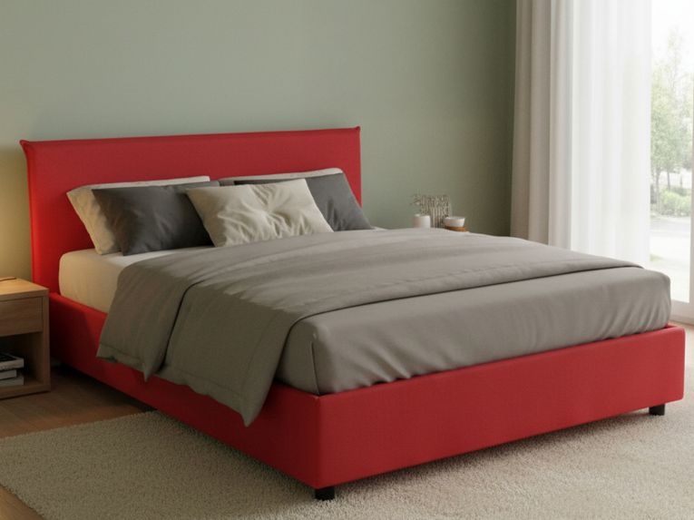 Letto 2 piazze con contenitore rosso 175x205cm - Ashlee