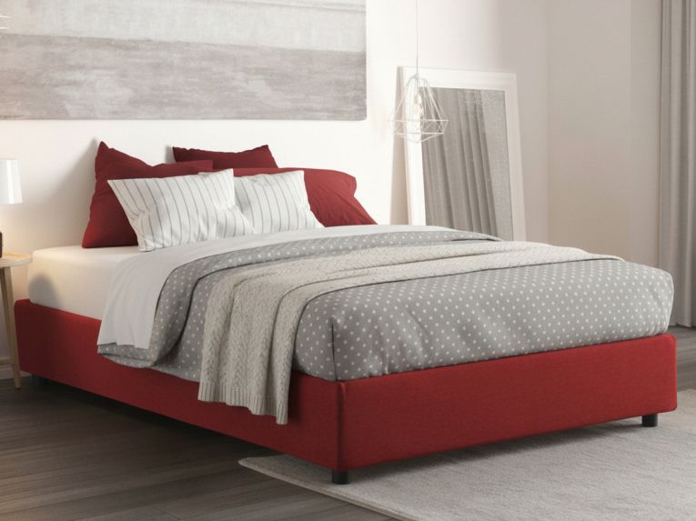 Letto 2 piazze con contenitore rosso 175x215cm - Alessander