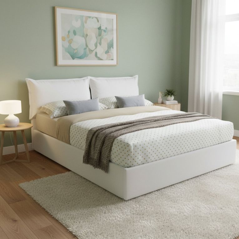 Letto 2 piazze contenitore bianco 175x205cm accogliente - Armani