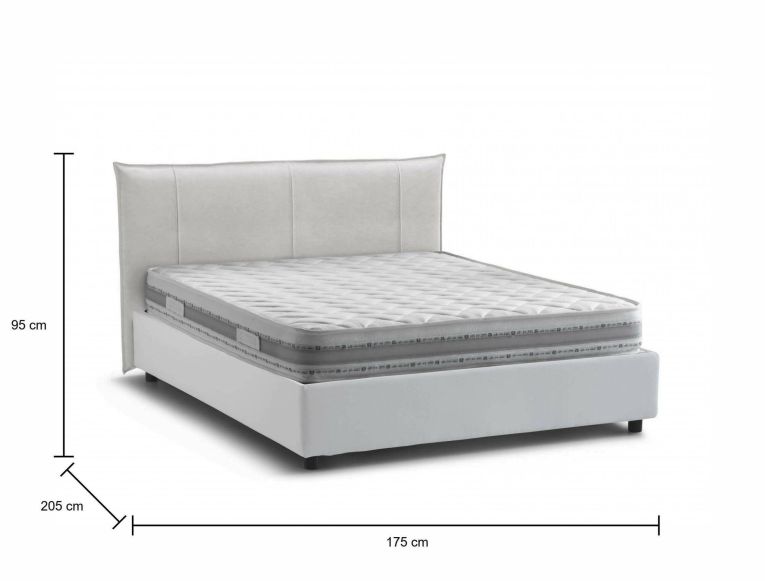 Letto 2 piazze contenitore bianco 175x205cm design - Almond