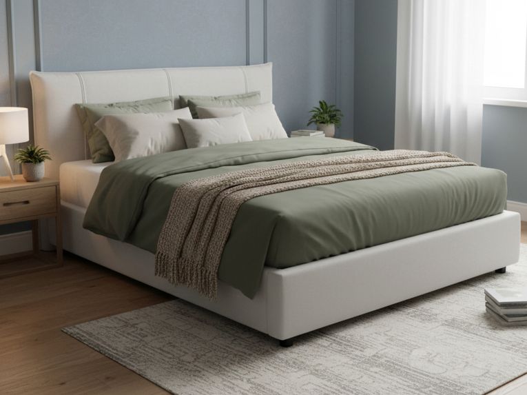 Letto 2 piazze contenitore bianco 175x205cm design - Almond
