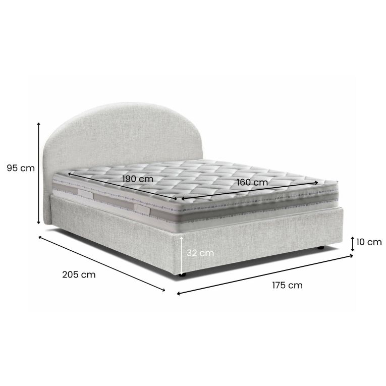 Letto 2 piazze contenitore bianco 175x205cm robusto - Amida