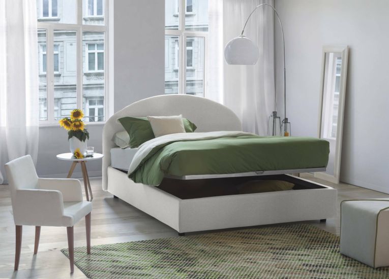 Letto 2 piazze contenitore bianco 175x205cm robusto - Amida