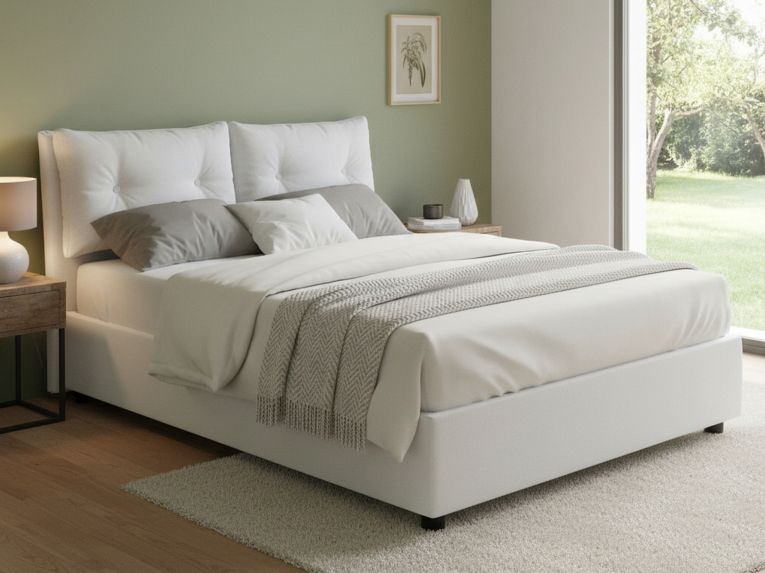 Letto 2 piazze contenitore bianco 175x205cm stabile - Abbaione