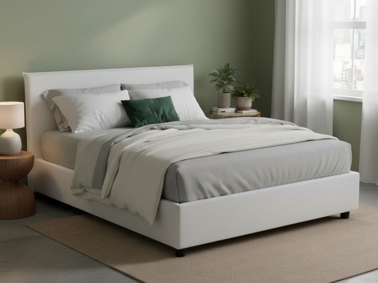 Letto 2 piazze contenitore bianco 175x215cm accogliente - Ariadni
