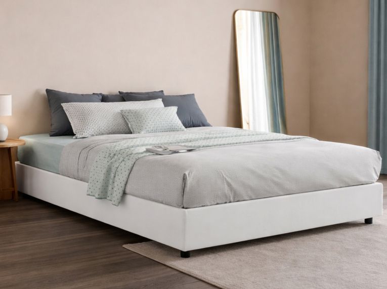 Letto 2 piazze contenitore bianco 175x215cm senza testiera - Alessander