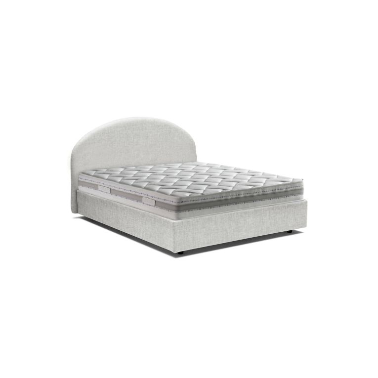 Letto 2 piazze contenitore bianco 175x215cm testiera tonda - Melanite