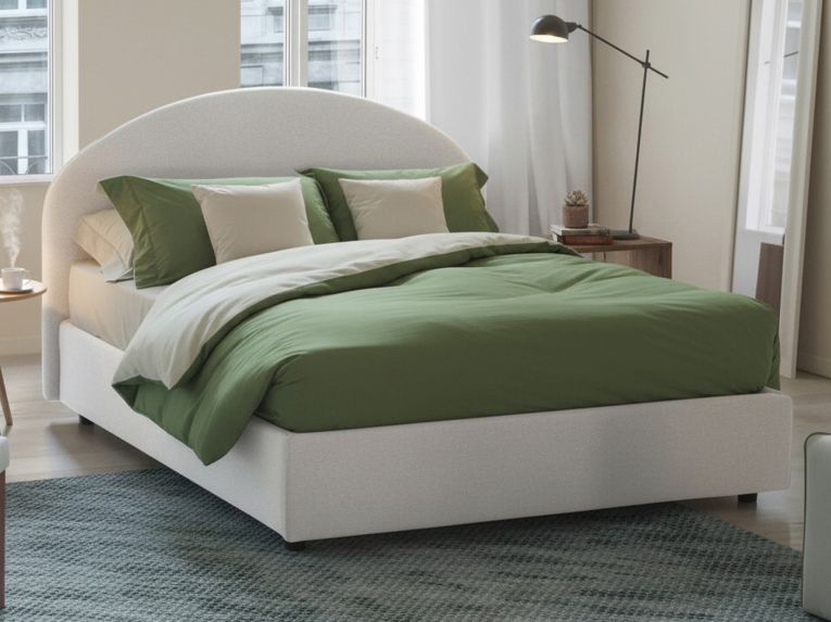 Letto 2 piazze contenitore bianco 175x215cm testiera tonda - Melanite