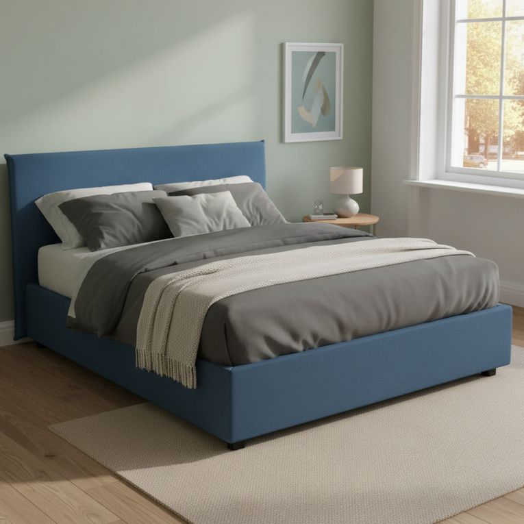 Letto 2 piazze contenitore blu 175x215cm minimal - Ariadni