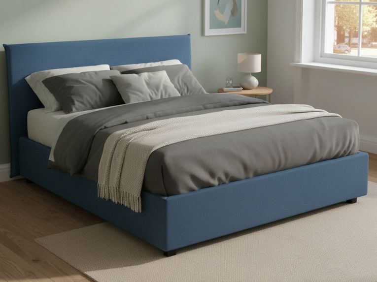 Letto 2 piazze contenitore blu 175x215cm minimal - Ariadni