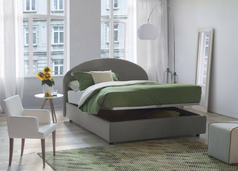 Letto 2 piazze contenitore grigio 175x205cm design - Amida