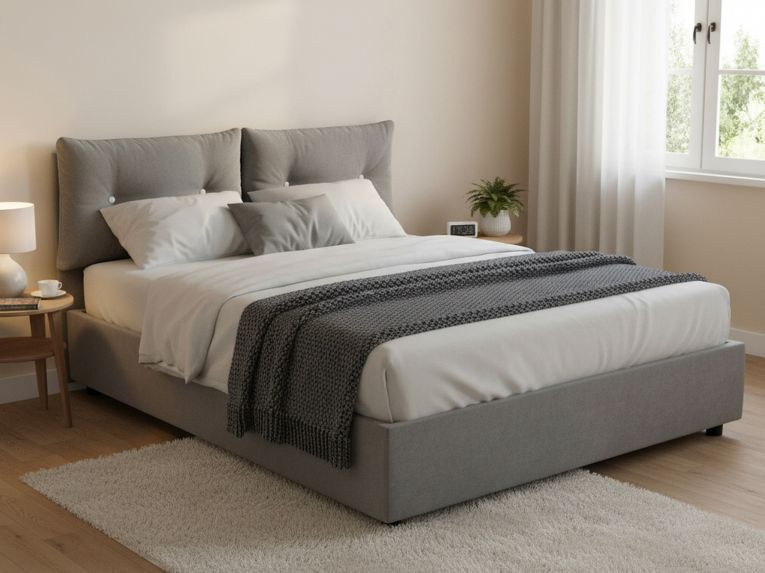 Letto 2 piazze contenitore grigio 175x205cm elegante - Abbaione