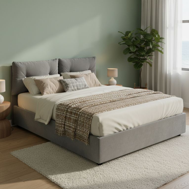 Letto 2 piazze contenitore grigio 175x215cm comodo - Artrax