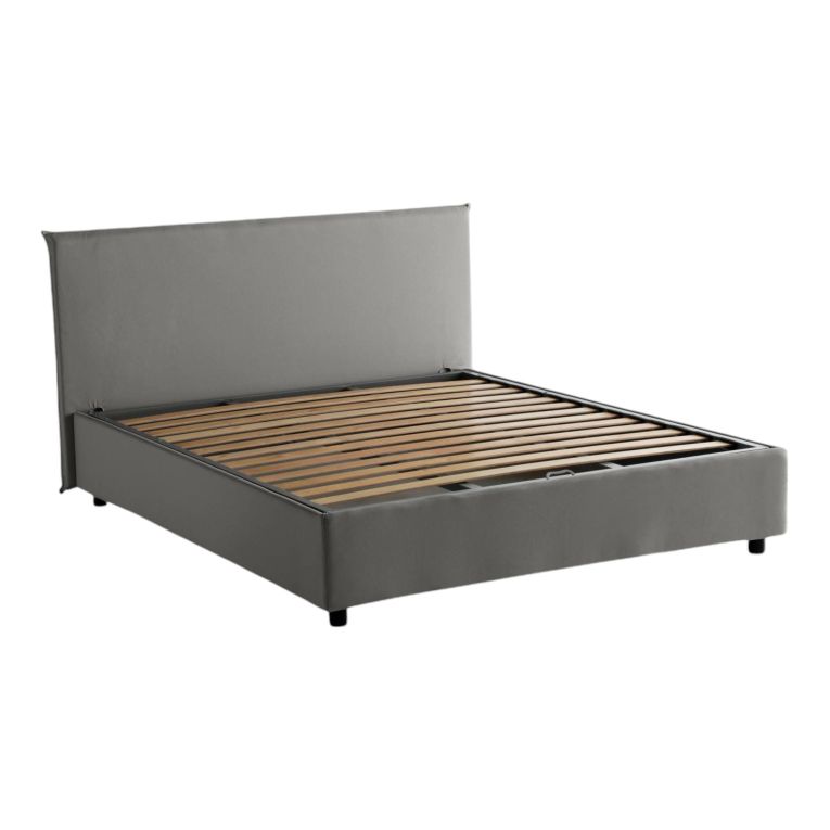 Letto 2 piazze contenitore grigio 175x215cm compatto - Ariadni