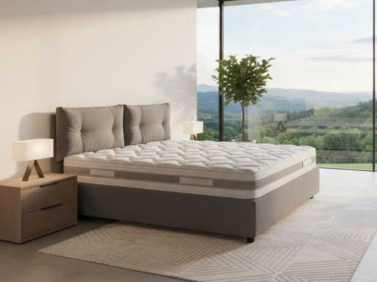 Letto 2 piazze contenitore grigio 175x215cm robusto - Calcite