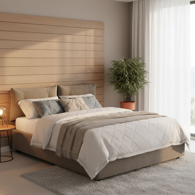 Letto 2 piazze contenitore tortora 175x215cm robusto - Calcite