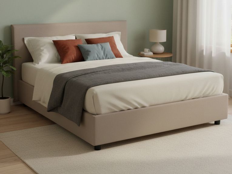 Letto 2 piazze contenitore tortora 175x215cm salvaspazio - Ariadni