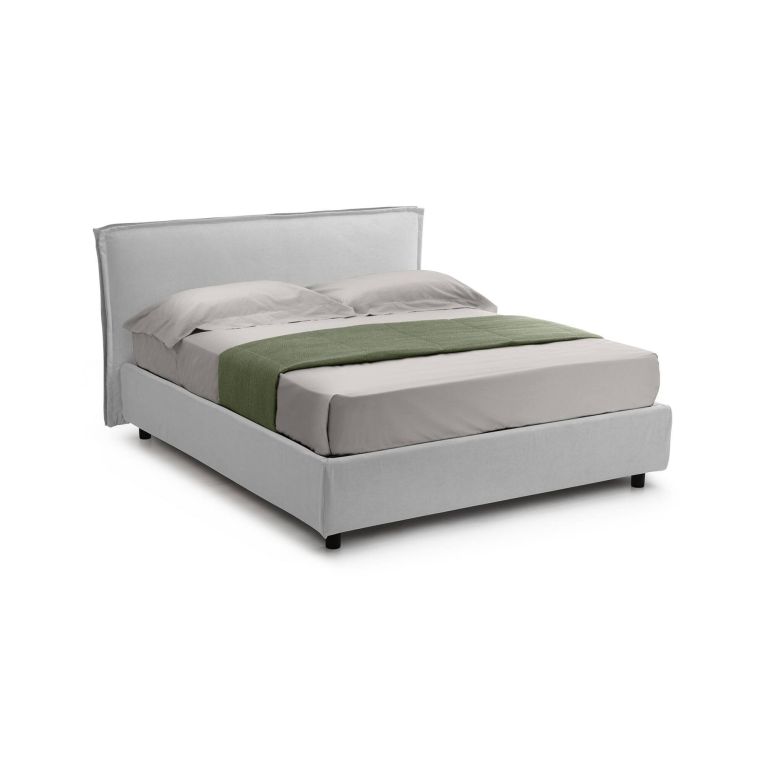 Letto Alla Francese Bianco Materasso Incluso Sfoderabile, Contenitore Made in Italy - Brienza