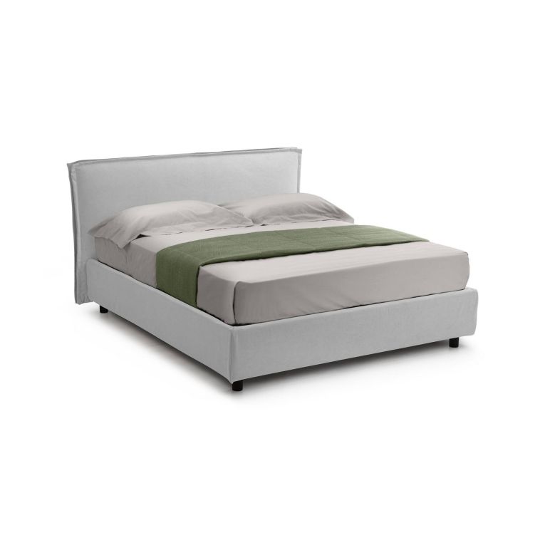 Letto Alla Francese Bianco Materasso Incluso Sfoderabile, Contenitore Made in Italy - Broni