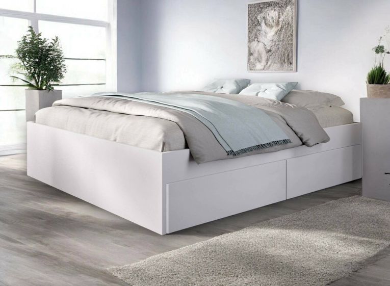 Letto alla francese Caplone, Sommier per camera da letto, Giroletto per stanza, Struttura porta materasso, 149x195 h39 cm, Bianco