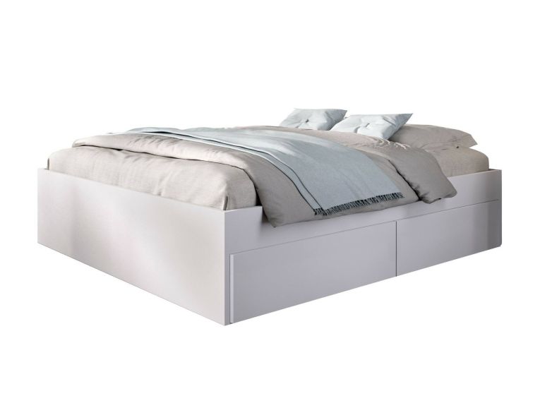 Letto alla francese Caplone, Sommier per camera da letto, Giroletto per stanza, Struttura porta materasso, 149x195 h39 cm, Bianco