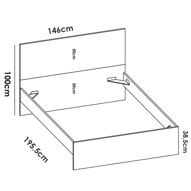 Letto alla francese Carnizza, Sommier per camera da letto, Giroletto per stanza, Struttura porta materasso, 146x195 h100 cm, Bianco