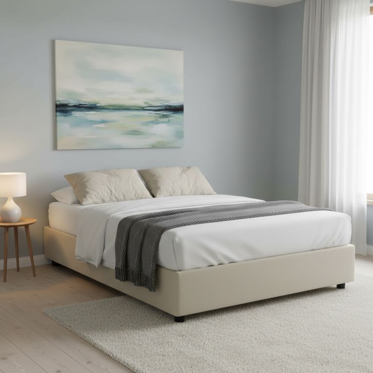 Letto alla francese compatto beige 155x205cm - Attilino