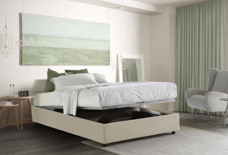 Letto alla francese compatto beige 155x205cm - Attilino