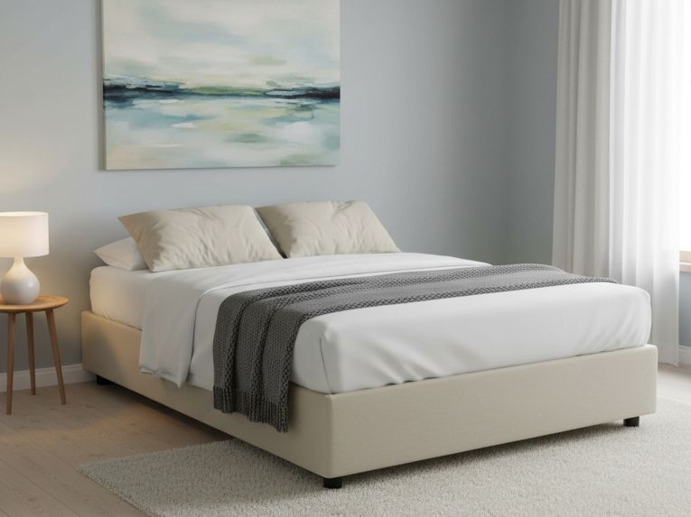 Letto alla francese compatto beige 155x205cm - Attilino