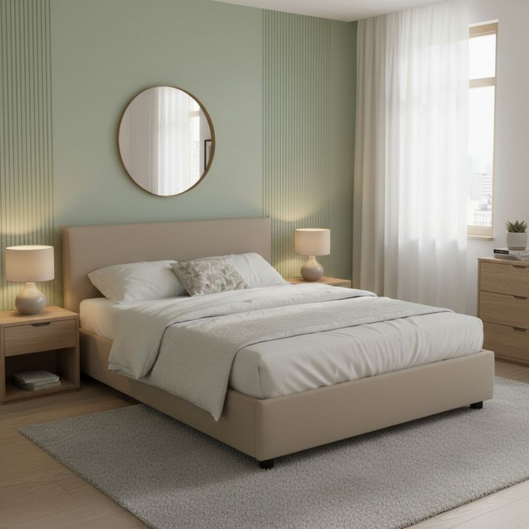 Letto alla francese con testiera tortora 155x205cm - Argain