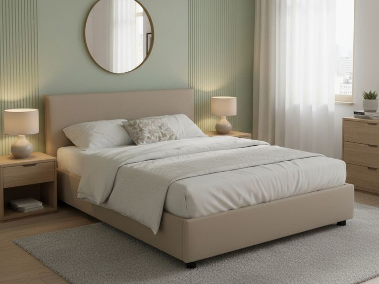 Letto alla francese con testiera tortora 155x205cm - Argain
