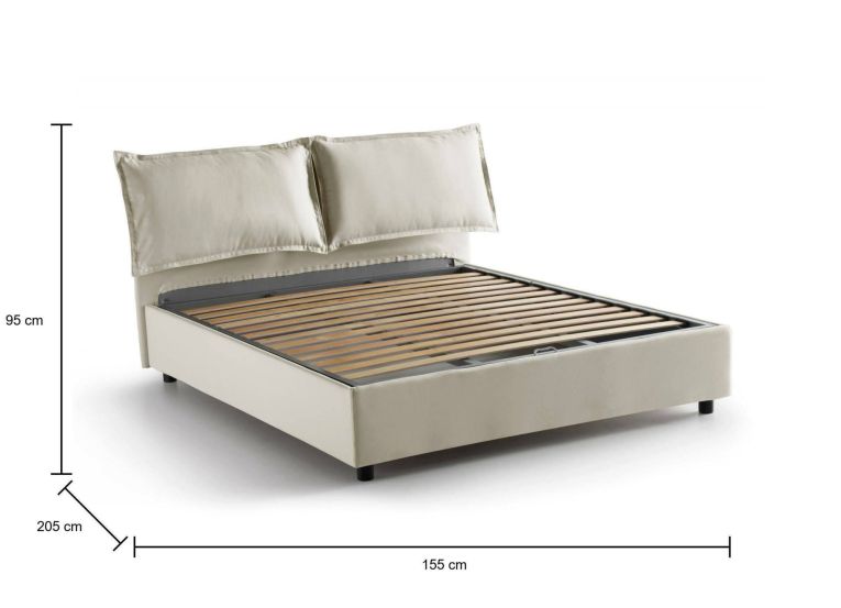 Letto alla francese contenitore beige 155x205cm - Askari