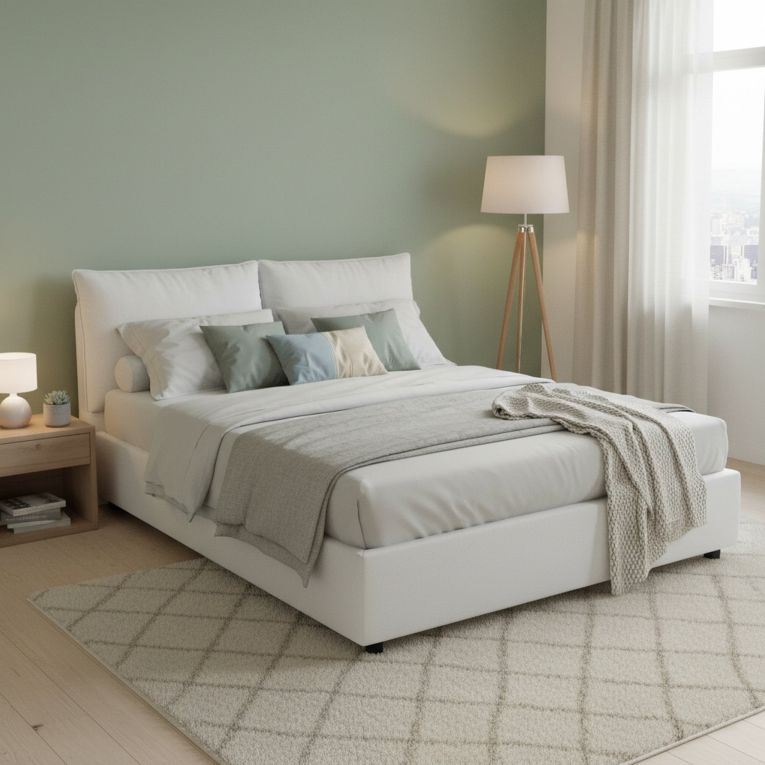 Letto alla francese contenitore bianco 155x205cm - Askari