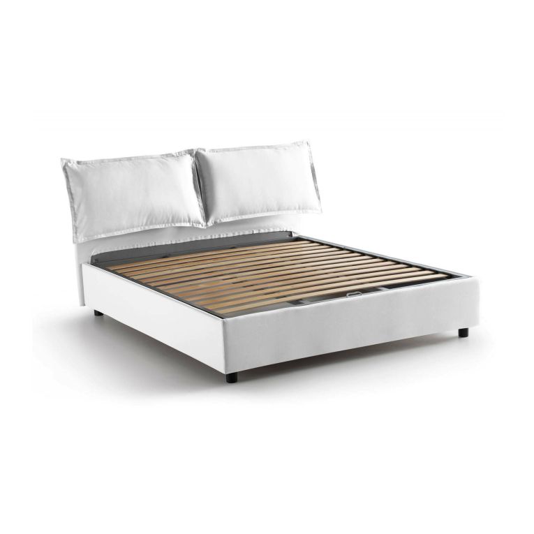 Letto alla francese contenitore bianco 155x205cm - Askari