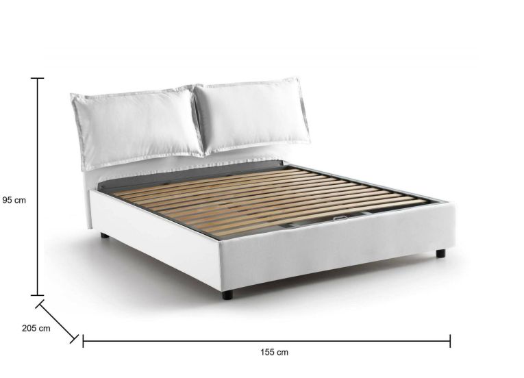 Letto alla francese contenitore bianco 155x205cm - Askari