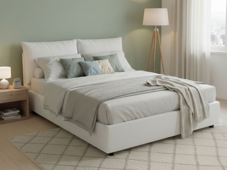 Letto alla francese contenitore bianco 155x205cm - Askari