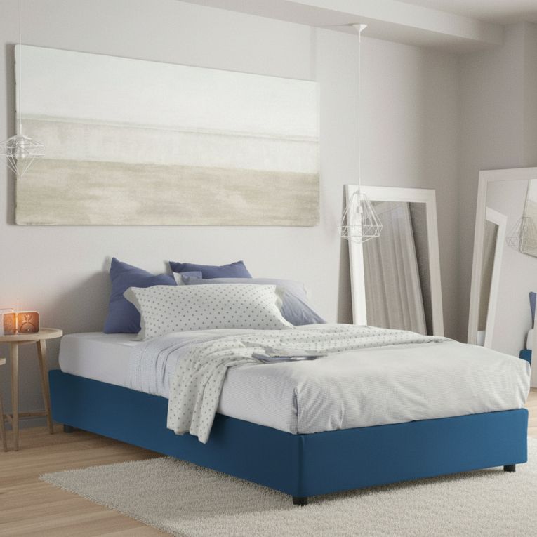 Letto alla francese contenitore blu 155x215cm - Arvic