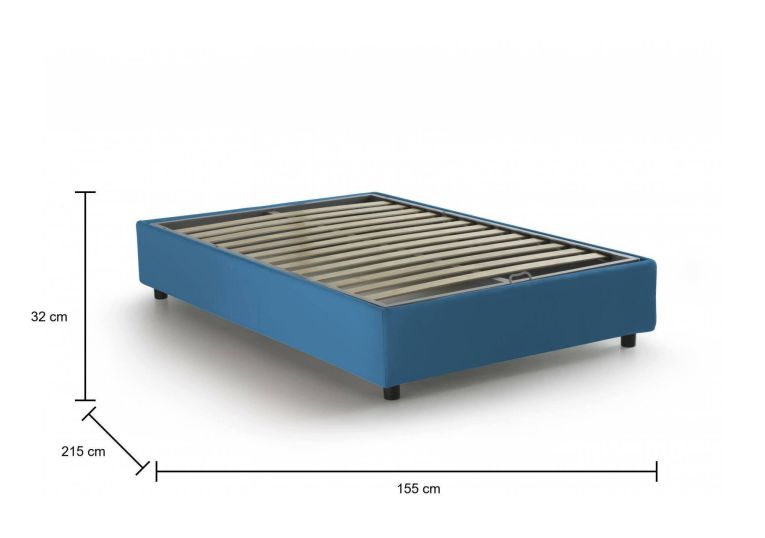 Letto alla francese contenitore blu 155x215cm - Arvic