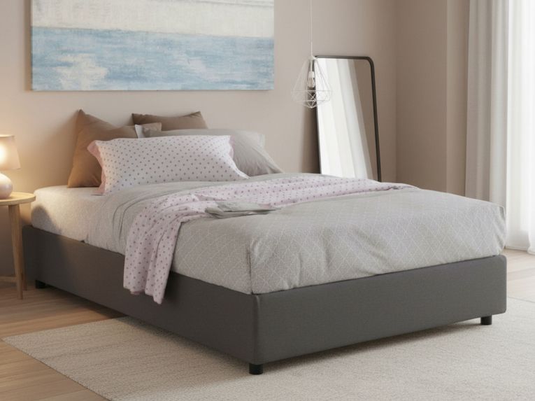 Letto alla francese contenitore grigio 155x205cm - Arto