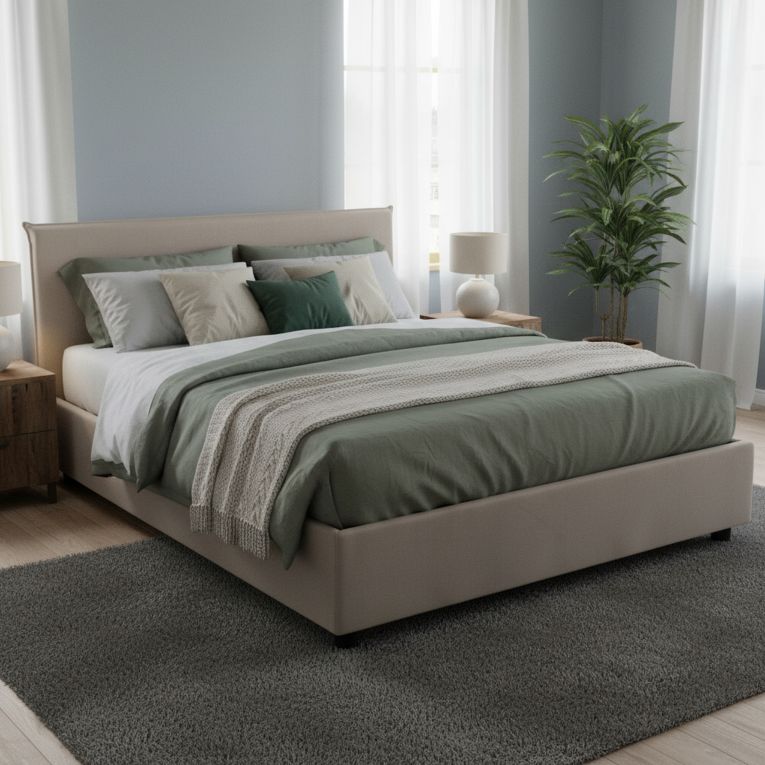 Letto alla francese contenitore tortora 155x205cm - Angelic