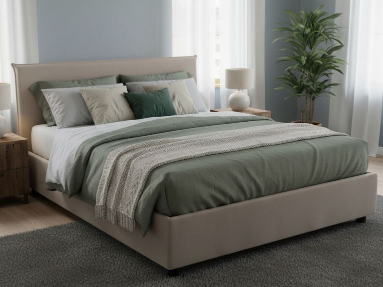 Letto alla francese contenitore tortora 155x205cm - Angelic
