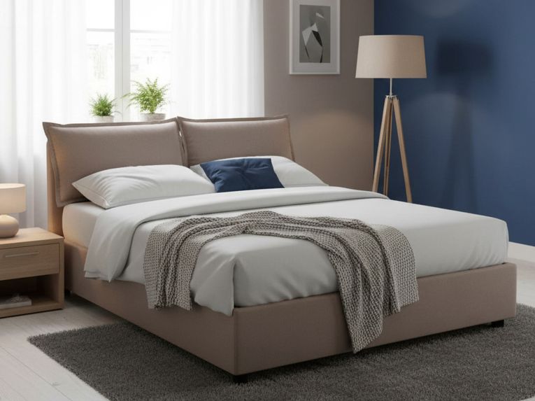 Letto alla francese contenitore tortora 155x215cm - Annica