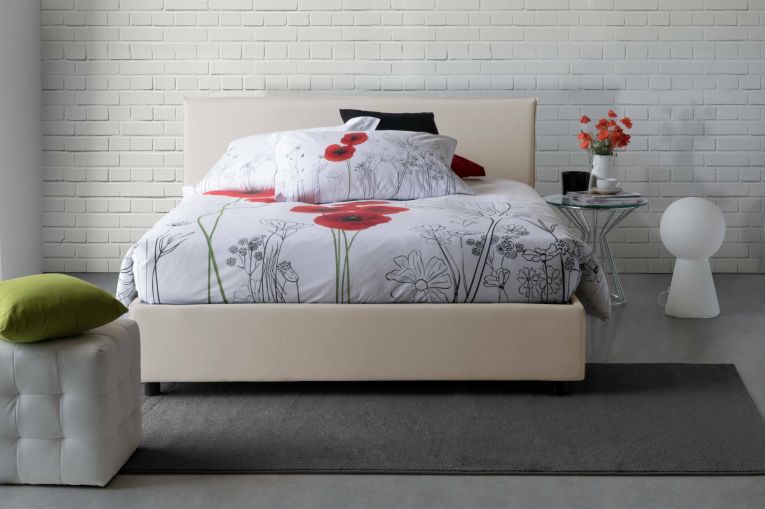 Letto alla francese design beige 155x215cm - Alvacus