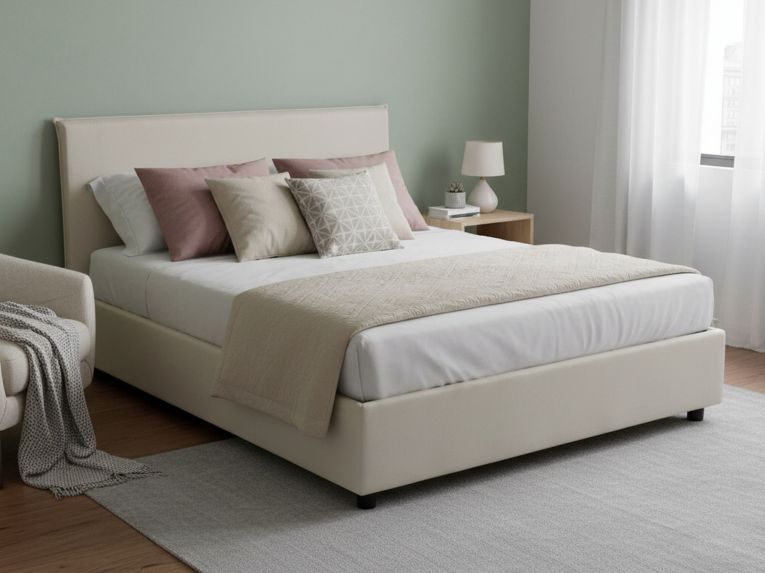 Letto alla francese design beige 155x215cm - Alvacus